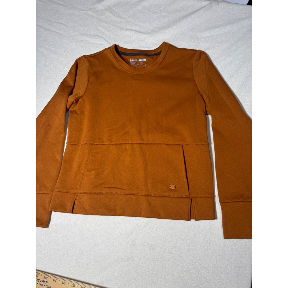 5.11 Tactical Womens XS Burnt Orange Pass-Through Pocket Fleece Sweatshirt